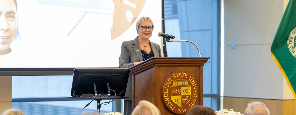 Dr. Laura Bloomberg, President of Cleveland State University