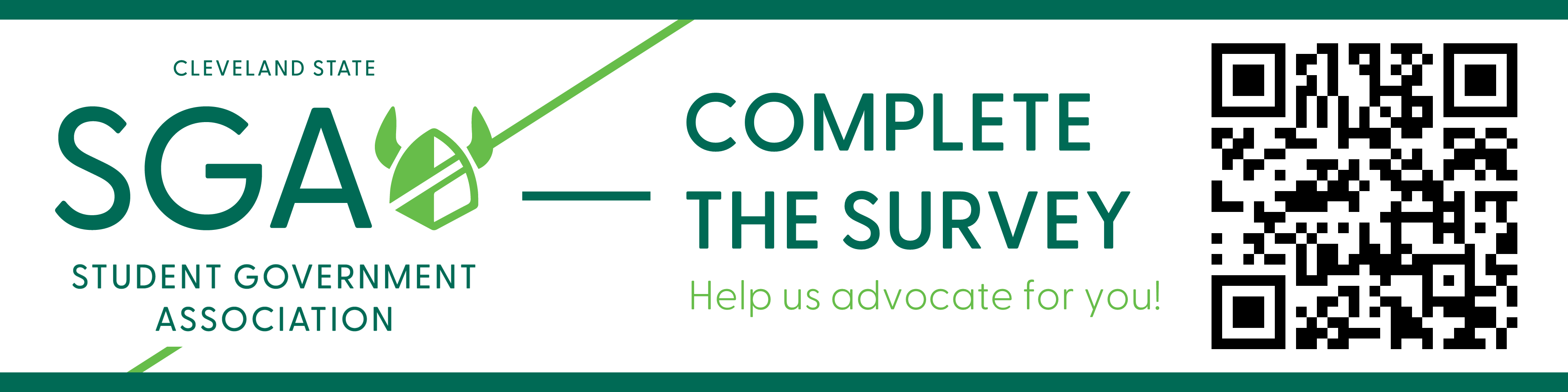 Student org survey QR code and banner