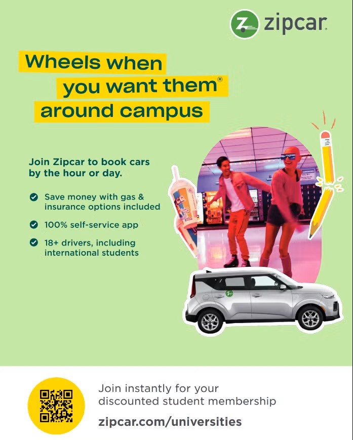 ZipCar advert for Universities