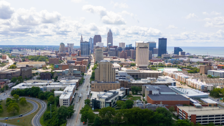 Drone shot of the city