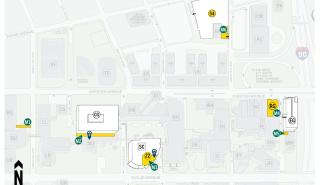 Map showing Motorcycle parking options
