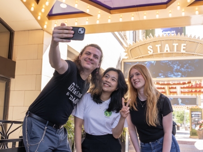 CSU students taking a selfie at Playhouse Square