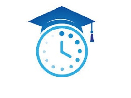 Schedule Planner Logo, a clock with a graduation cap on