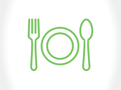 Icon of silverware and plate for dining