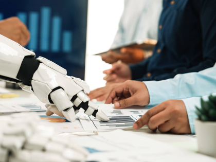 Illustration showing AI as a colleague at work